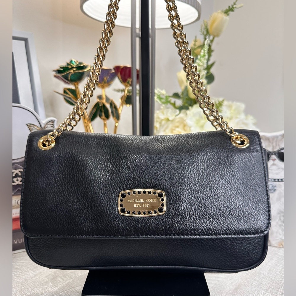 Michael Kors Jet Set Soft Black Leather Crossbody EUC